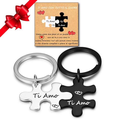 Jbniuay Regalo donna/uomo - Regalo coppia，Portachiavi Coppia Puzzle - Incisione“Ti Amo ”，Regalo di per lui/lei, Regalo di San Valentino Natale del Ringraziamento von Jbniuay