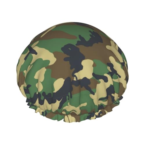 Jbyjbx Grüner Militär-Camouflage-Druck, schöne Damen-Badekappe, Schutz, Haar-Badekappe, leicht, aber langlebig von Jbyjbx