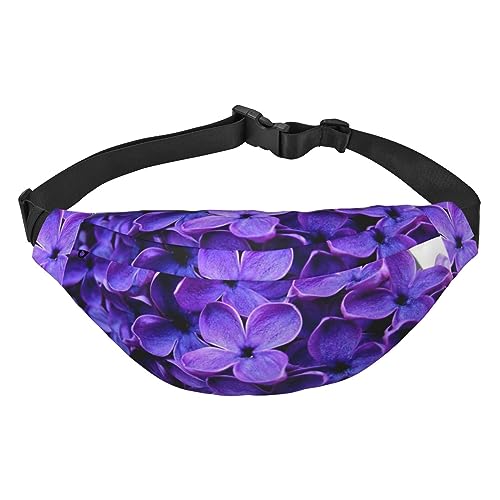 Modische Hüfttasche mit 3 Reißverschlusstaschen, große Bauchtasche für Damen und Herren, verstellbare Crossbody-Reisetasche/Marienkäfer/zum Laufen, Wandern, Outdoor-Aktivitäten, Violette Blume, von Jcakes