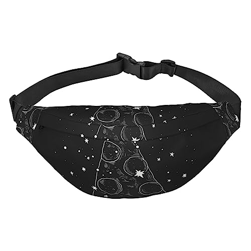 Modische Hüfttasche mit 3 Reißverschlusstaschen, große Bauchtasche für Damen und Herren, verstellbare Crossbody-Reisetasche/Sugar Skulls/für Laufen, Wandern, Outdoor-Aktivitäten, Pizza-Konstellation, von Jcakes