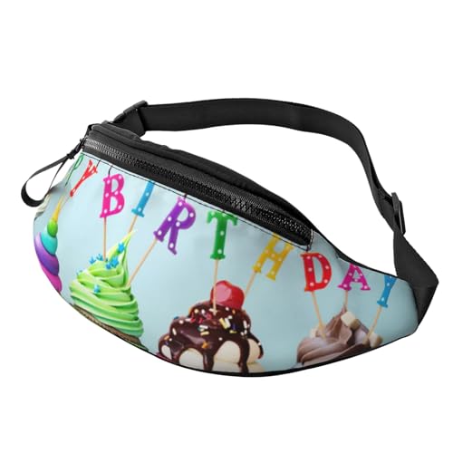 Verstellbare Bauchtasche, Libelle/Hüfttasche für Damen und Herren, langlebig, leicht, kompakt, sicherer Reißverschluss für Fitness, Training, Klettern, Laufen, Reisen, Outdoor, Bunte Cupcakes mit von Jcakes