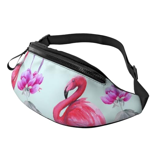 Verstellbare Bauchtasche, Meeresblau, für Damen und Herren, langlebig, leicht, kompakt, sichere Hüfttasche mit Reißverschluss für Fitness, Training, Klettern, Laufen, Reisen, Outdoor, Pink Flamingos, von Jcakes