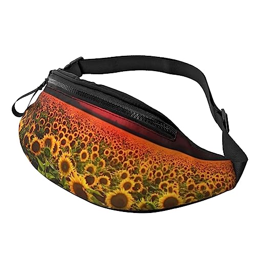 Verstellbare Gürteltasche, für Damen und Herren, langlebig, leicht, kompakt, sicherer Reißverschluss, für Fitness, Training, Klettern, Laufen, Reisen, Outdoor, Sonnenuntergang Sonnenblume, von Jcakes