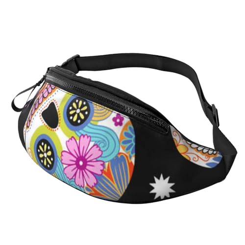 Verstellbare Gürteltasche für Damen und Herren, langlebig, leicht, kompakt, sicherer Reißverschluss für Fitness, Training, Klettern, Laufen, Reisen, Outdoor, Sugar Skulls, Einheitsgröße, von Jcakes