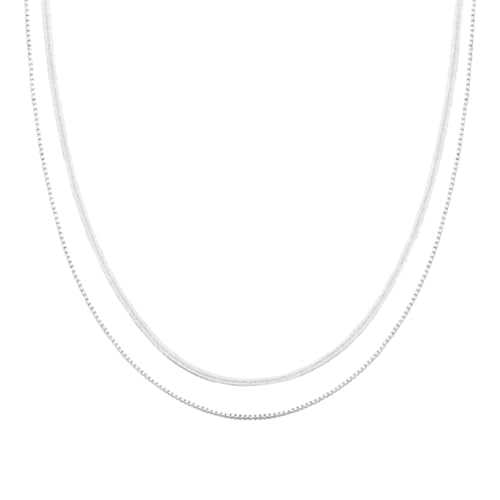 2 Stück Halskette Set Damen versilbert Halskette Damen Schlange Kette stapelbar Halskette Silber 2 Stück Halskette Set Damen versilbert Halskette Damen Schlange Kette stapelbar Halskette Silber von JchEnye