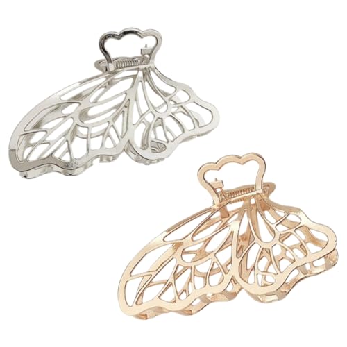 2 Stück große offene goldene Haarspangen, modische Metall-Haarspangen für Frauen, geeignet für dichtes Haar, goldene Haarspangen geeignet für dünnes Haar, Metall-Haarspangen von JchEnye