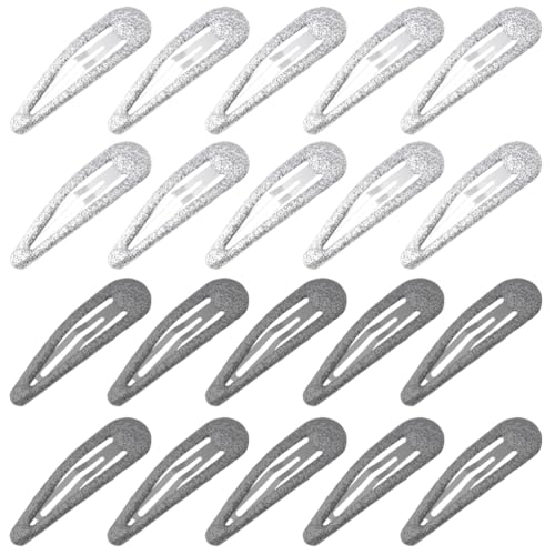 20 - Stück Set Glitzer Haarspangen für Damen 10 Schwarz 10 Silber Glänzende BB Clips für Mädchen, Stylische Haaraccessoires von JchEnye
