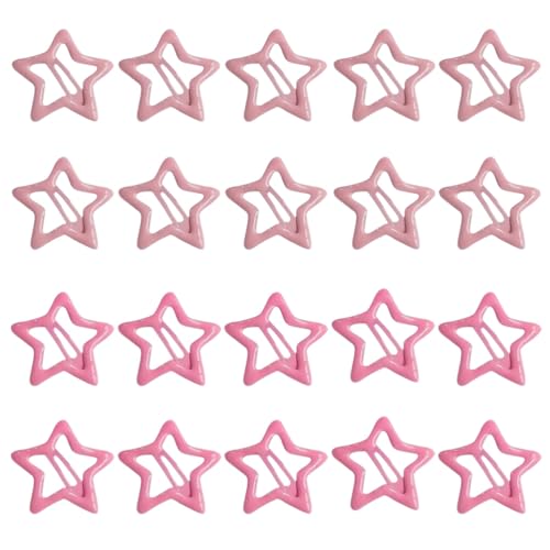20 - Stück Set von Y2K - Stil Stern-Haarspangen mit rosa Pailletten - 3 cm Pentagramm-Haarspangen, ideal für Frauen und Mädchen von JchEnye