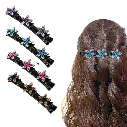 Funkelnde Kristallstein-Haarspangen, Kristallblumen-Haarspangen, elegante Haarspangen, funkelnde Strass-Haarspangen, funkelnde Haarspangen für Frauen und Mädchen (4 Stück) von JchEnye