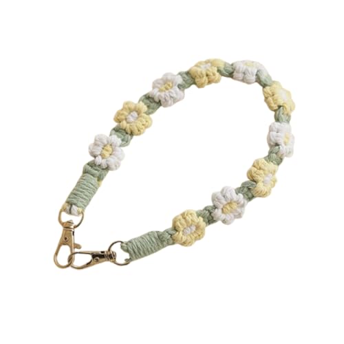 Makramee-Schlüsselband Kurz gewebtes Schlüsselband Mädchen-Schlüsselanhänger Geschenk für Frauen (Gelb-Weiß-Grün) von JchEnye