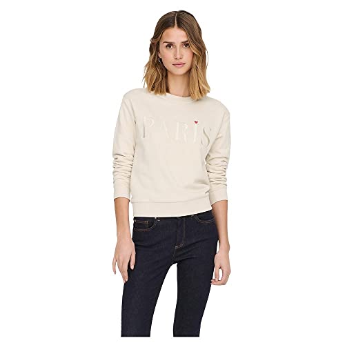 JACQUELINE de YONG JDY Damen Statement Basic Pullover Langarm Rundhals Sweater ohne Kapuze Warmer Hoodie Jumper JDYPARIS, Farben:Beige, Größe:S von JdY