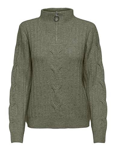JDY Damen JDYANDREA L/S Zip Cable Pullover KNT Strickpullover, Kalamata/Detail:Melange, XXL von JdY