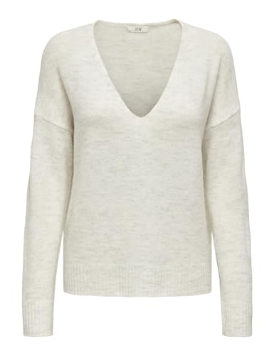 JDY Damen JDYELANORA L/S V-Neck PULLO. KNT NOOS Pullover, Cloud Dancer/Detail:Melange, XL von JdY