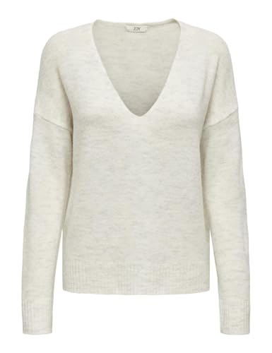 JDY Damen JDYELANORA L/S V-Neck PULLO. KNT NOOS Pullover, Cloud Dancer/Detail:Melange, XS von JDY