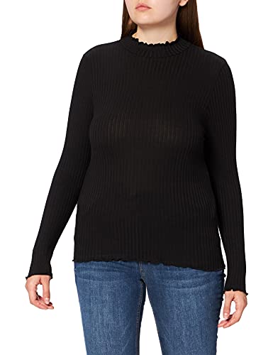 JDY Damen JDYFRANSISKA L/S Highneck TOP JRS NOOS Langarmshirt, Black, L von JdY