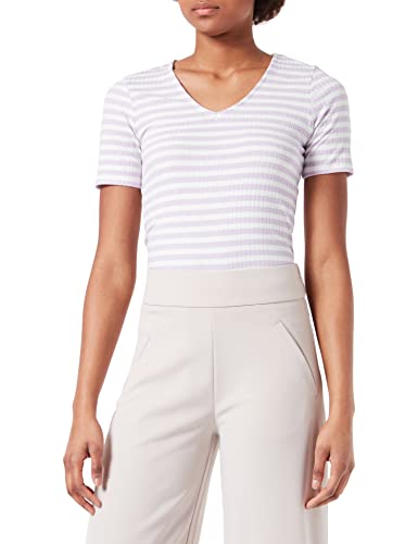 JDY Damen JDYFRANSISKA S/S Stripe TOP JRS NOOS T-Shirt, Lavender Frost/Stripes:Cloud Dancer, XS von JdY