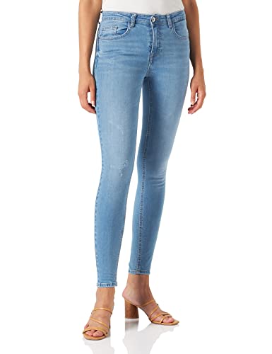 JDY Damen JDYblume Mid Waist Sk Dest. Lb Dnm Noos Jeans, Light Blue Denim, L / 32L EU von JdY