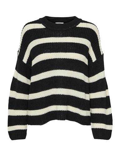 JDY Damen JDYjusty L/S Stripe Knt Noos Jumper Pullover, Schwarz, S EU von JdY