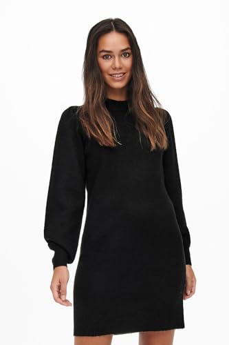 JDY Damen JDYrue L/S High Neck Dress Knt Noos Kleid, Black, S von JdY