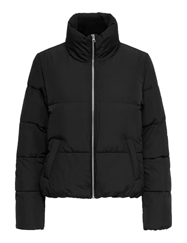 JDY Damen Short Puffer Jacke Steppjacke Stehkragen Gefüttert, Farben:Schwarz, Größe:34 von JdY