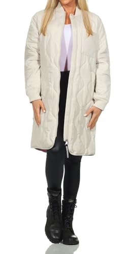 JDY Damen leichte Steppjacke JDYElla Long gesteppter Kurzmantel 15328306 Moonbeam Fiji Flower JDY Lining L von JDY