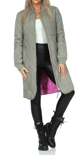 JDY Damen leichte Steppjacke gesteppter Kurzmantel JDYElla Long 15328306 Vetiver Fiji Flower JDY Lining S von JDY