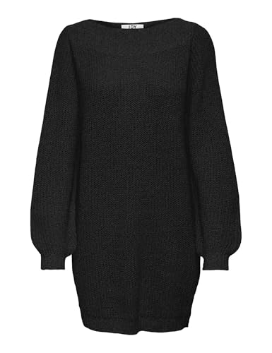 JdY Damen Jdywhitney Megan L/S Boat Knt Noos Dresses, Black/Detail:w Black Ply, S EU von JdY