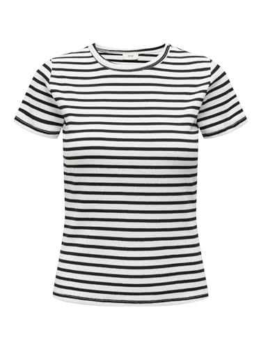 JdY Damen Jdysolar S/S O Neck Top JRS Noos T-Shirt, Cloud Dancer/Stripes:Black, L EU von JdY
