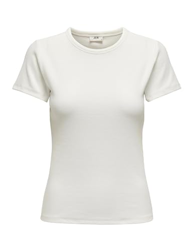 JdY Damen Gestreiftes Shirt Oberteil Basic Rundhals T-Shirt Modisches Top JDYSOLAR, Farben:Weiß, Größe:S von JDY