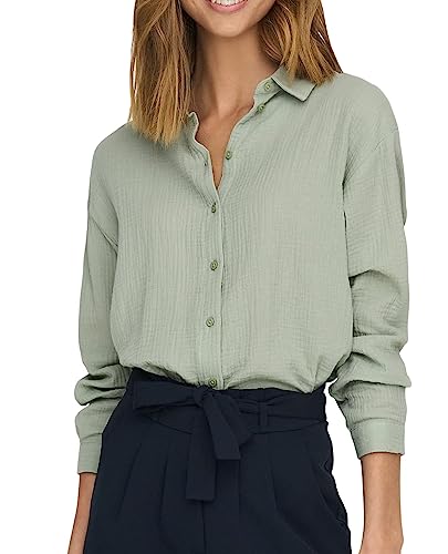 JDY Damen Musselin-Bluse JDYTheis Langarm 15271018 Desert Sage M von JDY