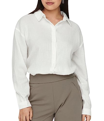 JDY Damen Musselin-Bluse JDYTheis Langarm 15271018 Cloud Dancer S von JDY