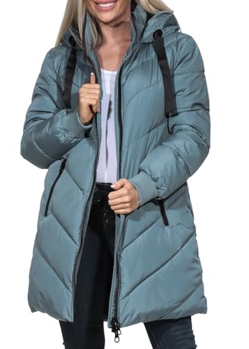 JACQUELINE de YONG JDY Damen Steppjacke JDYSkylar Padded gesteppter Parka mit Kapuze 15207784 Stormy Weather/Black L von JACQUELINE de YONG