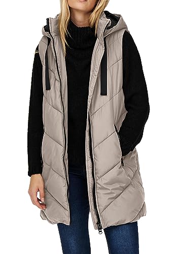 JDY Damen 3/4-lange Steppweste JDYSkylar Padded Hood Waistcoat mit Kapuze 15220630 Chateau Gray/Black XXL von JDY
