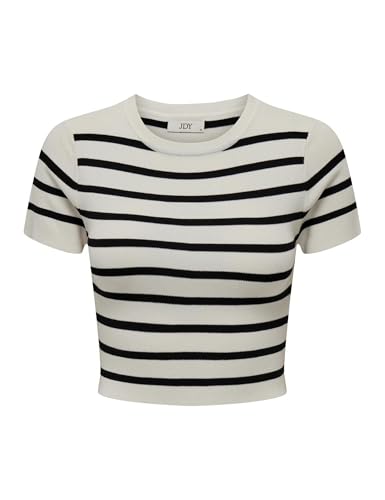 JdY Damen Basic Crop T-Shirt Einfarbiges Kurzarm Rundhals Top Kurzes RIPP Oberteil JDYCIRKELINE, Farben:Weiß-2, Größe:XL von JDY