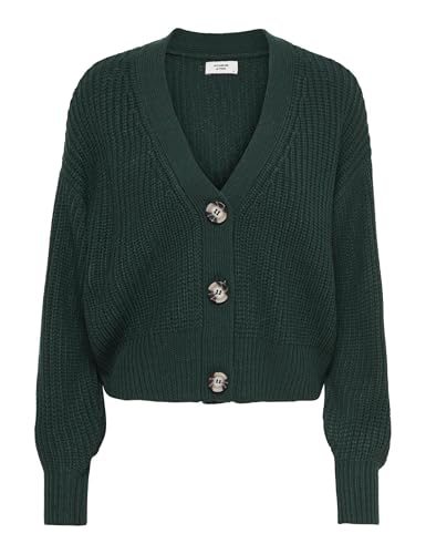 JdY Damen Cropped Oversized Strick Cardigan RIPP Stoff Jacke mit Knopfleiste Knit Jacket JDYJUSTY, Farben:Grün, Größe:XXL von JdY