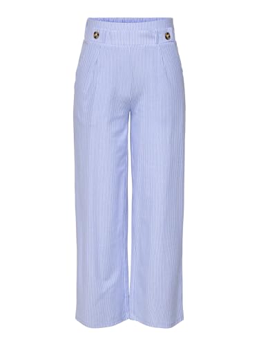 JdY Damen Culotte Hose mit Streifenmuster und elastischem Bund, Farben:Blau, Größe:M / 32L, Beinlänge:L32 von JdY