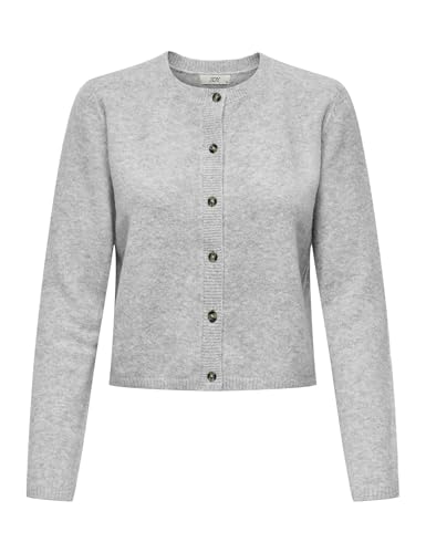 JDY Damen Feinstrickjacke JDYChloe Life leichte Damenjacke Cardigan Knopfleiste 15330581 Light Grey Melange M von JDY