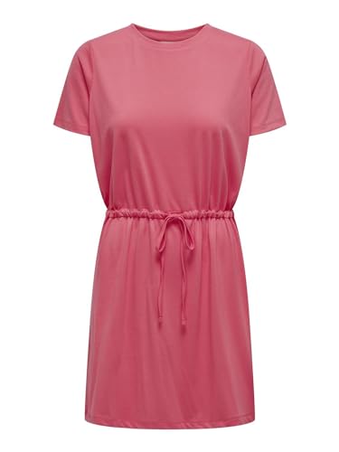 JdY Damen Locker Leichtes Sommer Kleid mit Bindeband Kurzarm Stoff Shirtkleid, Farben:Rot, Größe:L von JDY