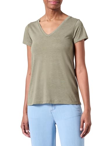 JdY Damen JDYDALILA S/S V-Neck TOP JRS ATK T-Shirt, Deep Lichen Green/Detail:Melange, Small von JdY