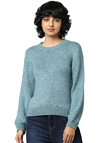 JdY Damen JDYDINEA L/S O-Neck SOLID Pull KNT NOOS Strickpullover, Smoke Blue, Medium von JdY