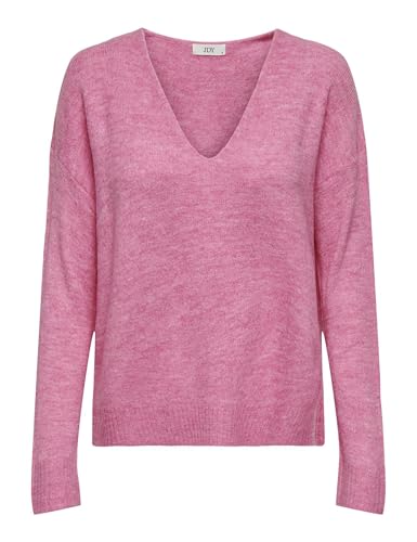 JdY Damen JDYELANORA L/S V-Neck PULLO. KNT NOOS Strickpullover, Pink Cosmos/Detail:Melange, XS von JdY