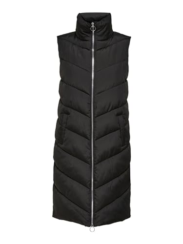 JdY Damen JDYFINNO Long Padded Waistcoat New NOOS Jacke, Black/Detail:Silver Zip, L von JdY