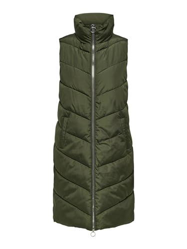 JdY Damen JDYFINNO Long Padded Waistcoat New NOOS Jacke, Forest Night/Detail:Silver Zip, M von JdY