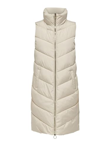 JdY Damen JDYFINNO Long Padded Waistcoat New NOOS Jacke, Moonbeam/Detail:Light Gold Zip, XL von JdY