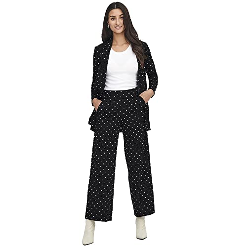 JdY Damen JDYGEGGO New Long Pant JRS NOOS Bundfaltenhose, Black/AOP:Cd dots, 28 von JdY