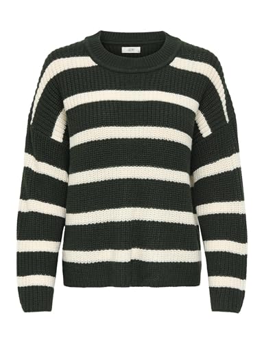 JdY Loose Fit Strick Pullover Gestreift Rundhals Langarm Sweater Knitted Jumper Basic Casual JDYJUSTY, Farben:Schwarz-2, Größe:XS von JdY
