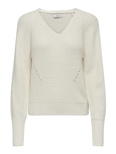 JdY Damen JDYJUSTY L/S V-Neck Pullover KNT NOOS Strickpullover, Eggnog, M von JdY