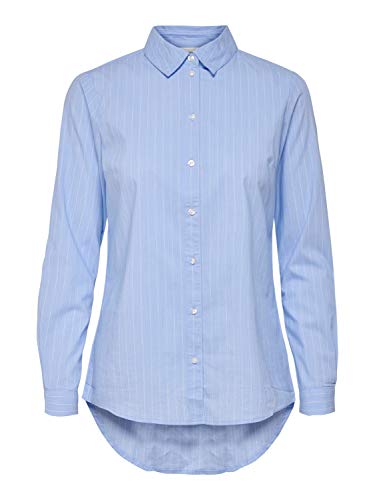 JDY Damen JDYMIO L/S Shirt WVN NOOS Bluse, Blau (Cashmere Blue Stripes: Cloud Dancer), 38 von JdY