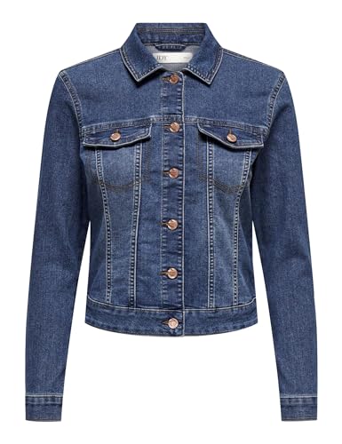 JDY Damen Jeansjacke JDYMoon leichte Übergangsjacke mit Knopfleiste 15315972 Dark Blue Denim XL von JDY