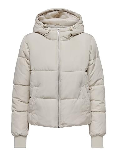 JdY Damen JDYNEWERICA Short Hood Jacket OTW NOOS Steppjacke, Moonbeam/Detail:Silver Zipper, XL von JdY
